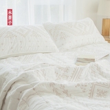 【木苍子】欧式绗缝被三件套美式纯棉床盖复古手工绣花盖被空调被