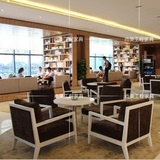 新中式现代售楼处洽谈桌椅组合 售楼部茶楼接待简约实木沙发椅