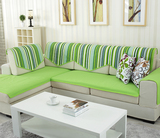简约现代田园沙发垫布艺时尚帆布条纹花朵纯色绿色沙发垫坐垫定做