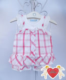 3折婴姿坊女童夏装宝宝可爱格子时尚公主短袖两件套装 童装8306