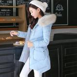 特价2015冬季最新棉衣女羽绒棉修身中长款毛领韩版时尚学生面包服