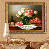 手绘油画欧式古典水果静物高档现代装饰画酒店有框画餐厅客厅挂画