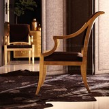 北鹿高端定制家具|实木欧式美式新古典布艺金色餐椅hd109