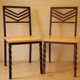 美式简约现代金属复古实木铁艺书房客厅餐椅创意酒吧椅靠背休闲椅
