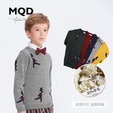 MQD马骑顿童装男童秋款针织2016新款儿童毛衫中大童套头圆领毛衣