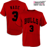 新公牛韦德Dwyane Wade球衣T恤 3号球迷篮球短袖衫 欧版宽松大码