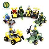 军事拼装积木早教儿童益智玩具车汽车人仔模型车积木玩具3-6周岁