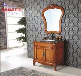 新古典欧式浴室柜 仿古实木卫浴柜 后现代橡木落地柜组合洗脸盆柜