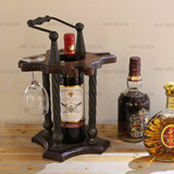 复古红酒杯架吊杯架红酒架 创意美式欧式铁艺木质葡萄酒架酒具