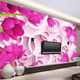 无纺布3D百合花壁纸 现代简约立体花卉卧室客厅背景墙纸 大型壁画