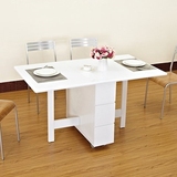 餐台简易储物烤漆饭桌家用特价 长方形折叠宜家小户型餐桌 白色是