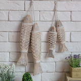 地中海家居饰品实木雕刻小鱼挂件鱼串墙上装饰壁饰壁挂拍摄道具