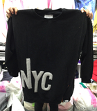 【现货】韩国东大门正品代购女装 2015新款NYC拉链中长款加绒卫衣