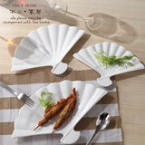 个性创意 高档酒店白瓷盘 餐厅白瓷餐具 点心盘陶瓷盘 纯色盘套装
