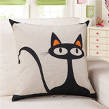 欧式可爱棉麻卡通起司猫抱枕猫咪汽车用沙发亚麻腰靠垫靠枕套含芯