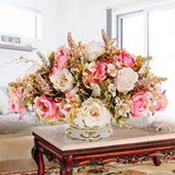 法国玫 瑰客厅餐桌欧式仿真花套装假花绢花装饰花卉婚庆花艺摆件