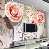 欧式客厅电视背景墙壁纸3d浮雕立体大型壁画无缝墙纸壁画情缘玫瑰