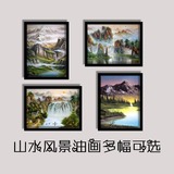 中式山水风景油画实木装饰画客厅书房玄关海报壁画挂画定制画芯