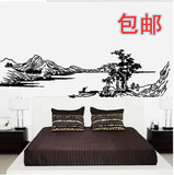 中国风山水画 古典水墨画 客厅电视沙发书房 办公室背景墙贴