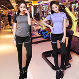 韩国代购春夏新款健身服女健身房跑步运动裤显瘦瑜伽服假两件套装