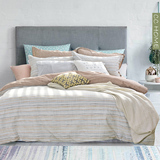 西西之地韩版床上用品纯棉床单被套 四件 斜纹印花条纹宜家纺简约