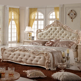 欧式公主床法式床实木雕花真皮双人床1.8米婚床卧室高箱储物床1.5