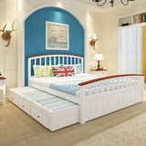 地中海实木床韩式床储物床白色带拖床双人床单人床子母床