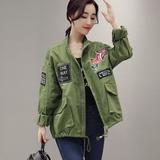 2016秋韩版工装宽松军绿色小外套夹克衫bf风外套女学生短款上衣潮