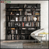 索亚久木北欧书柜书架简约现代黑橡木色书橱白橡木色展示柜定做