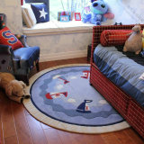圆形大地毯儿童蓝色小船卧室床边卡通客厅茶几垫椅子垫地毯可定制