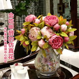 和家牡丹玫瑰花束高仿真假花绢花卉干花摆设家饰欧式客厅餐桌装饰