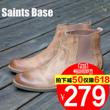 Saints Base秋冬款男士切尔西靴子做旧短靴牛皮骑士靴潮流机车靴