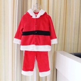 外贸原单日单珊瑚绒圣诞节童套装圣诞老人造型童装可爱儿童节日装
