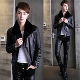 新款皮衣男青年冬季短款 韩版修身型加厚保暖 发型师夜店夹克外套