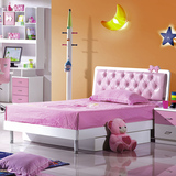 儿童家具 儿童床 女孩公主床 粉红色软包床 青少年卧室组合四件套