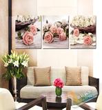 粉红白色玫瑰花卉沙发背景墙现代客厅时尚无框画卧室墙壁装饰挂画