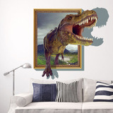 3d恐龙立体相框墙贴画客厅卧室沙发壁画幼儿园装饰可移除贴纸包邮