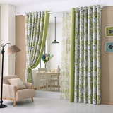 韩式田园绿色拼接遮光窗帘定做简约现代高精密加厚窗帘卧室客厅