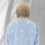 LLANO原创设计2016秋冬新品雪人系列满版刺绣雪人浅蓝圆领卫衣