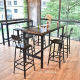 loft吧台桌椅高脚凳椅星巴克实木吧台桌咖啡厅餐桌椅复古酒吧桌椅