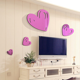 亚力克心形图案立体镜面墙贴浪漫温馨卧室客厅电视背景墙装饰贴纸
