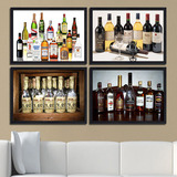 酒吧KTV有框装饰画酒杯酒瓶吧台挂画红酒葡萄酒餐厅墙画酒店壁画