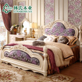 林氏木业欧式复古法式床1.8米双人床奢华雕花大床公主床家具BC2A