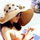 防晒太阳帽可折叠大沿遮阳帽子女夏天海边沙滩帽休闲度假大檐草帽