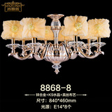 欧式奢华现代创意客厅卧室书房锌合金水晶吊灯 真丝牡丹布艺灯罩
