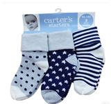 卡特cater's婴幼儿宝宝1全棉3加厚毛圈3秋冬季短袜子4岁（3双装）