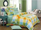 床单单件 黄绿大格子床单 单人双人床单学生床单 可定做床笠床罩