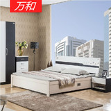 板式床 现代简约 双人床1.8米钢琴烤漆 高低箱储物大床 婚床 昆明