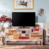 奇居良品法式新古典欧洲白榉木 彩色抽屉客厅卧室电视柜