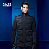 G＆G 冬季修身款加厚羽绒服男中长款商务休闲男士立领男装外套